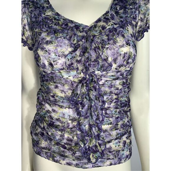 Y2K AB STUDIO Floral Mesh Top Size Small‎ - Picture 7 of 10